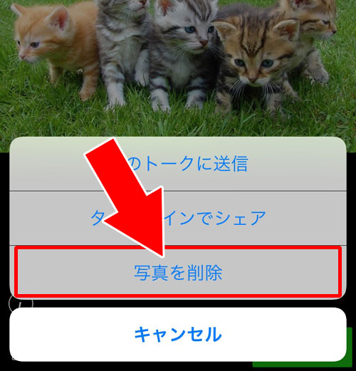 LINEグループでアルバム内の写真を個別に削除する場合