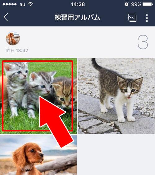 LINEのアルバム写真を削除する方法(個別削除)
